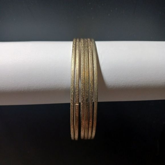 Gold Bangle Bracelets, Set of 6 - Picture 2 of 4
